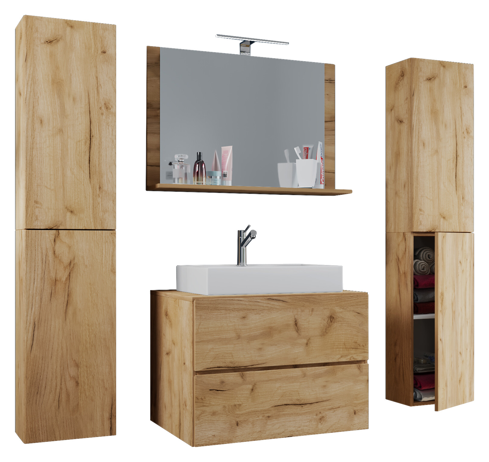 Waschplatz 5tlg-Lendas weiß Eiche Honig Nachbildung B/H/T: ca. 60x52x52 cm