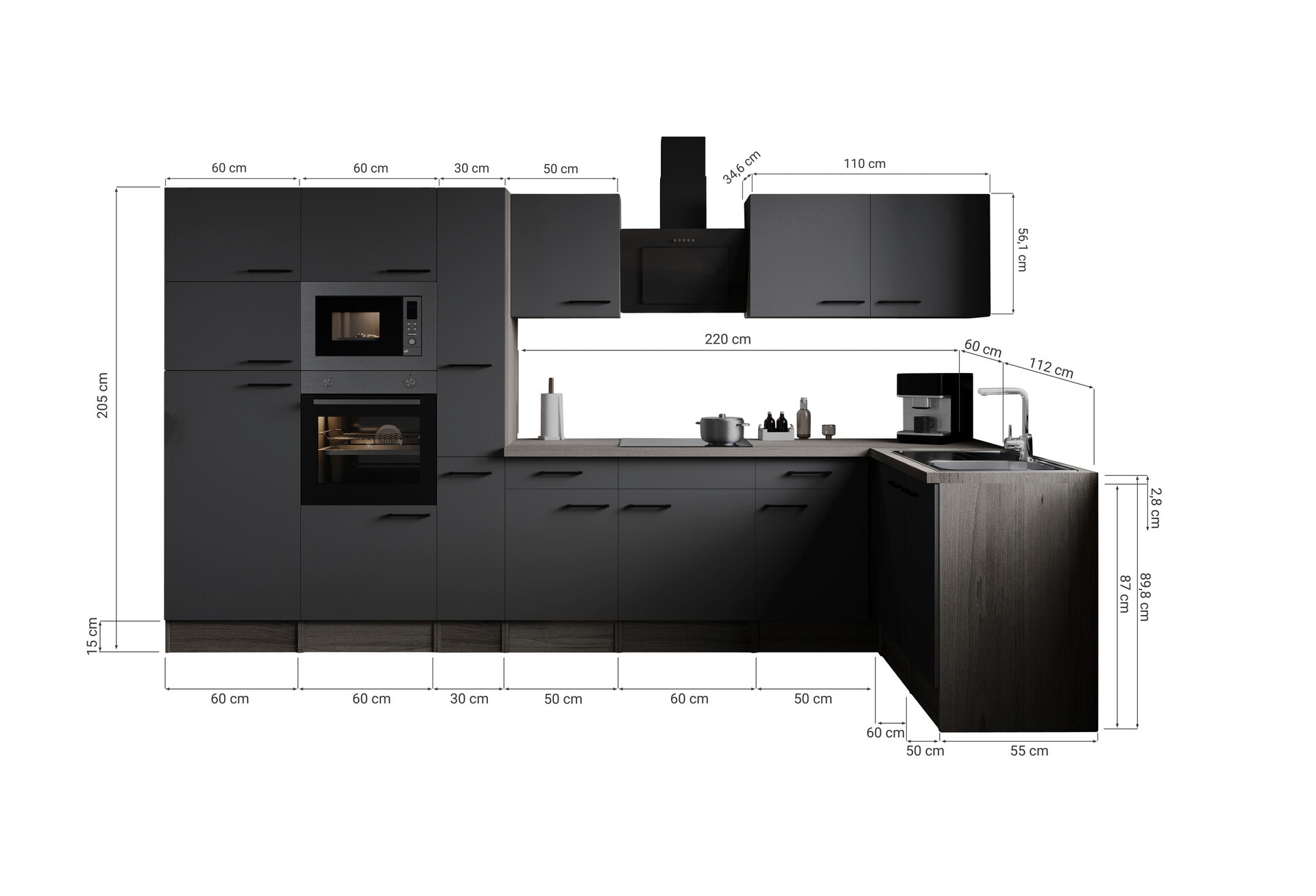 Winkelküche Oliver B/H/T: ca. 370x205x172 cm