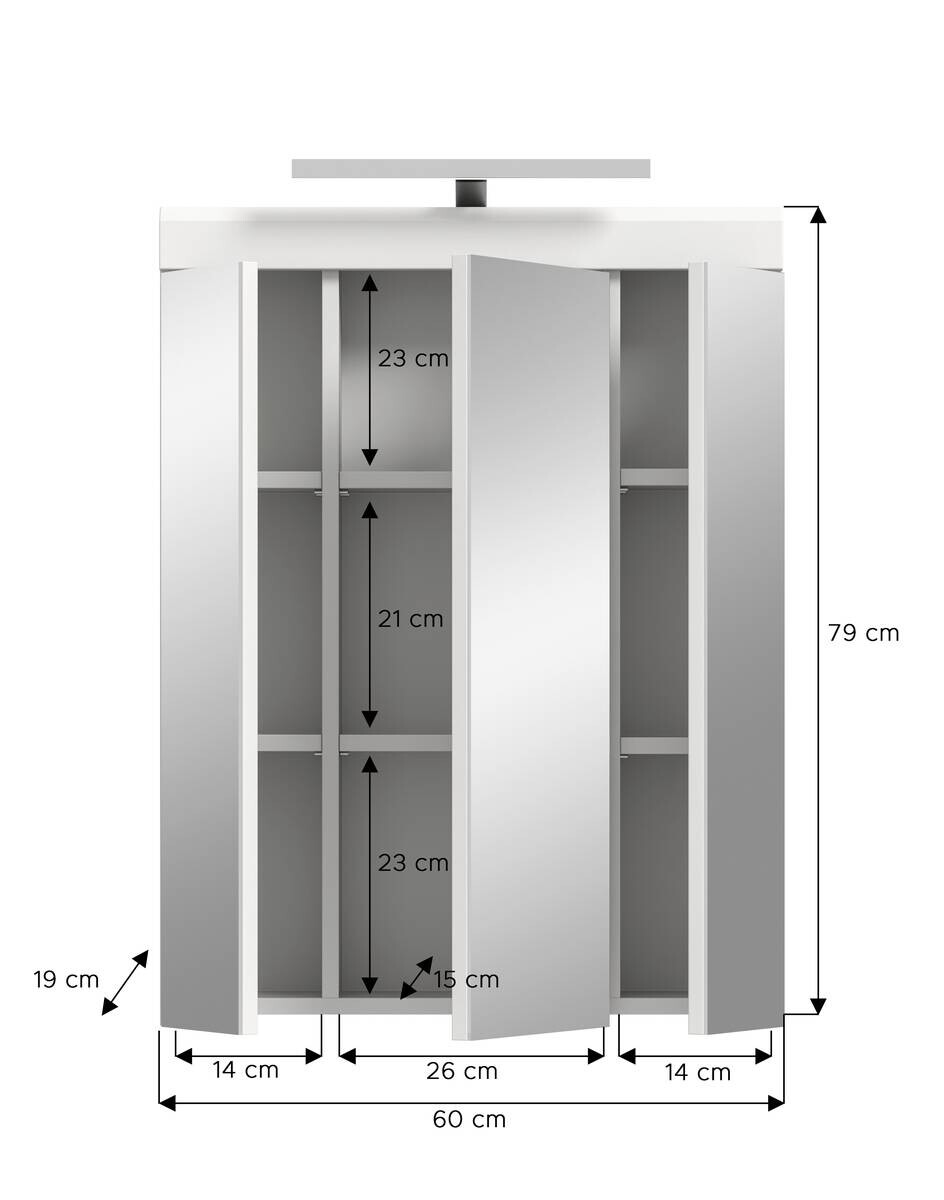 Spiegelschrank Scout weiß weiß Hochglanz B/H/T: ca. 60x79x37 cm