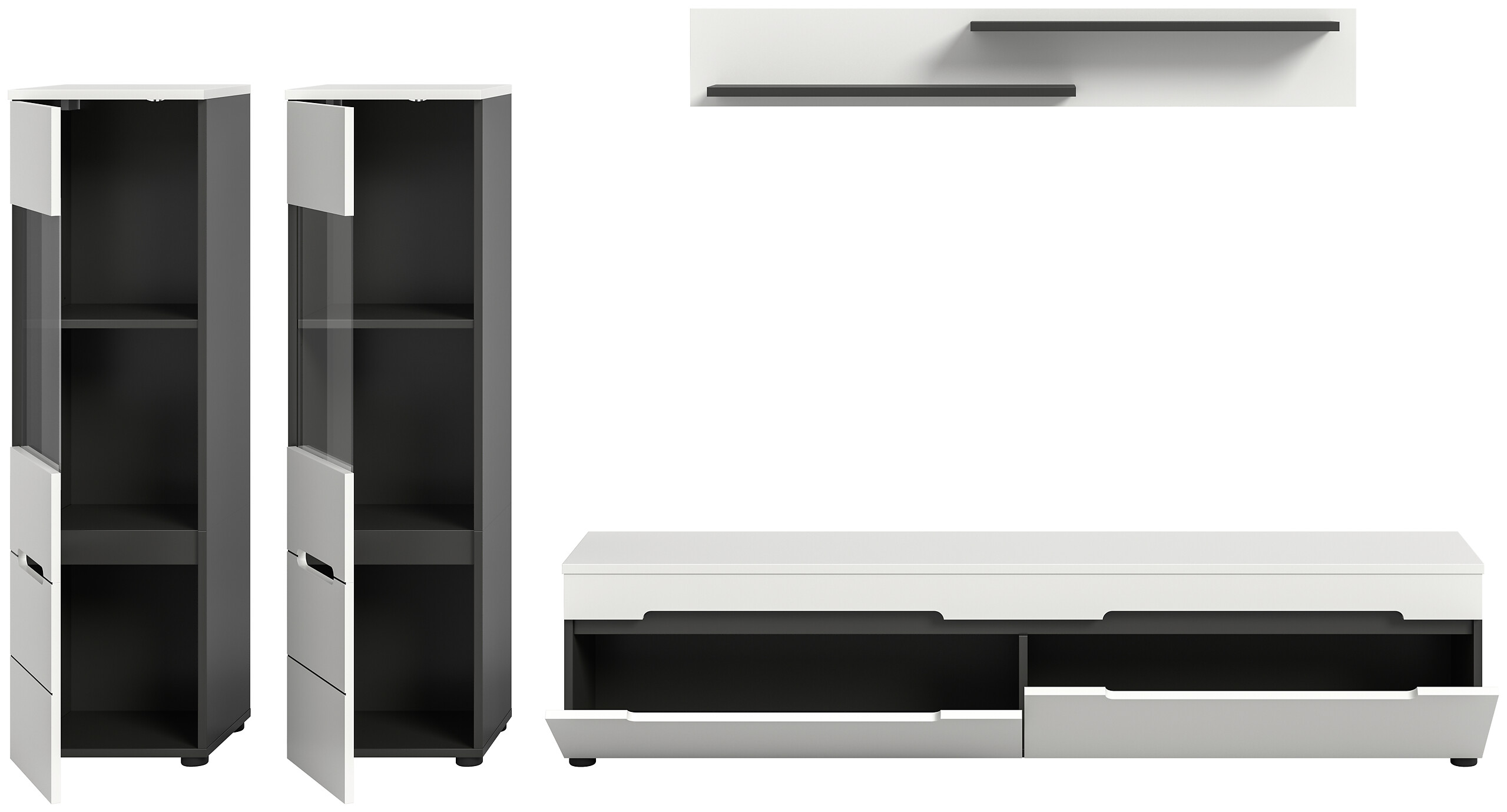 Wohnwand Canu basaltgrau weiß B/H/T: ca. 272x141x33 cm