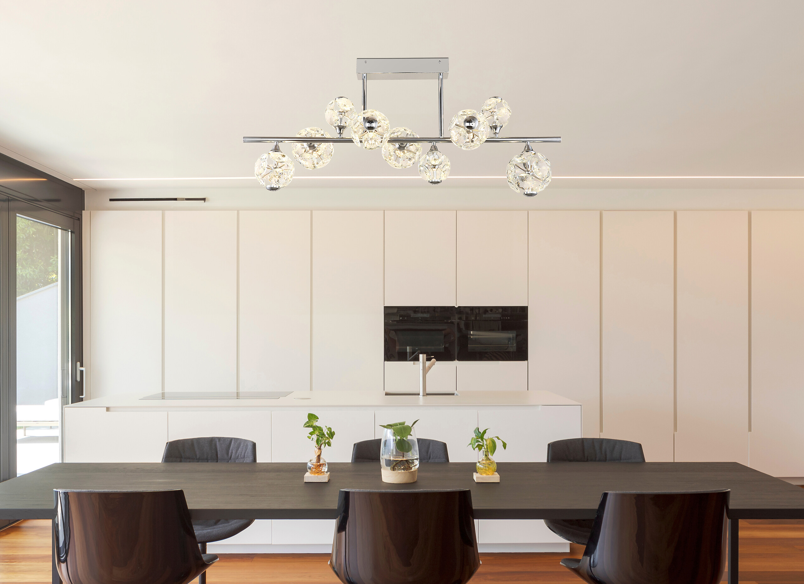 GLOBO Deckenleuchte Chrom klar Metall B/H/T/L: ca. 34,5x45x101x101 cm 1 Brennstellen