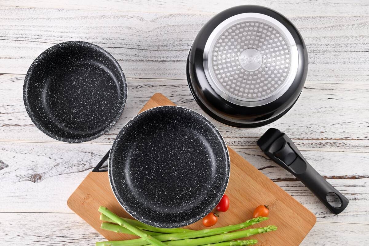 BERGNER Topfset Click & cook black schwarz Aluminium 4 tlg.