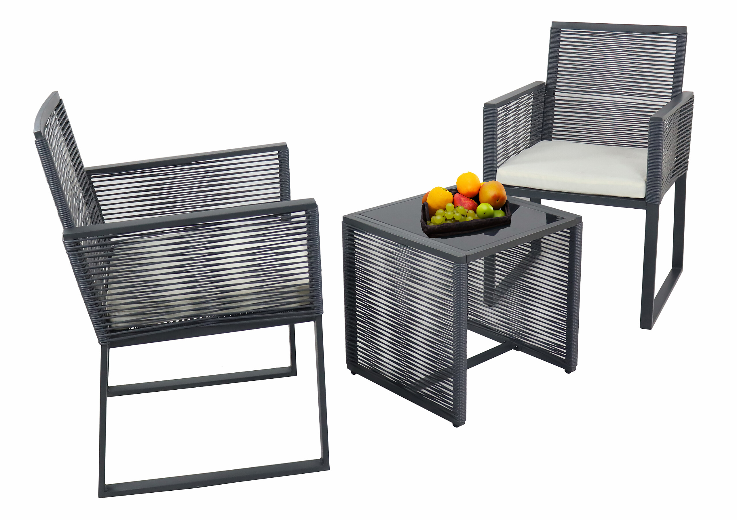 VCM Gartensitzgruppe Fidola schwarz Polyrattangeflecht B/H/L: ca. 53x86x53 cm