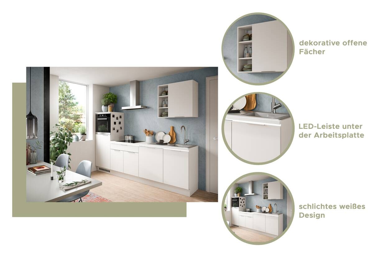 xonox.home Küchenblock Charly weiß B/H/T: ca. 260x222x60 cm