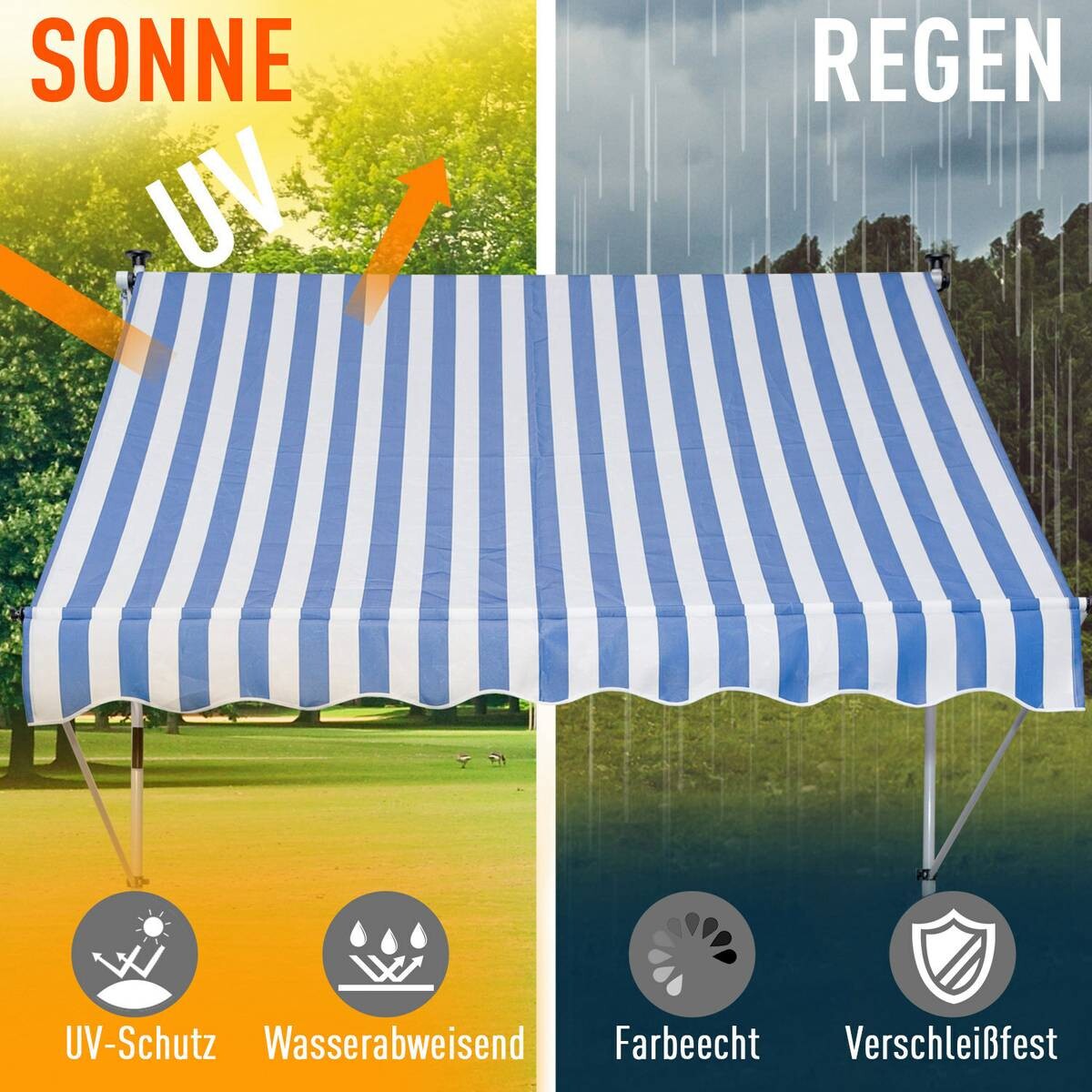 Outsunny Klemm-Markise blau B/H/L: ca. 300x280x150 cm