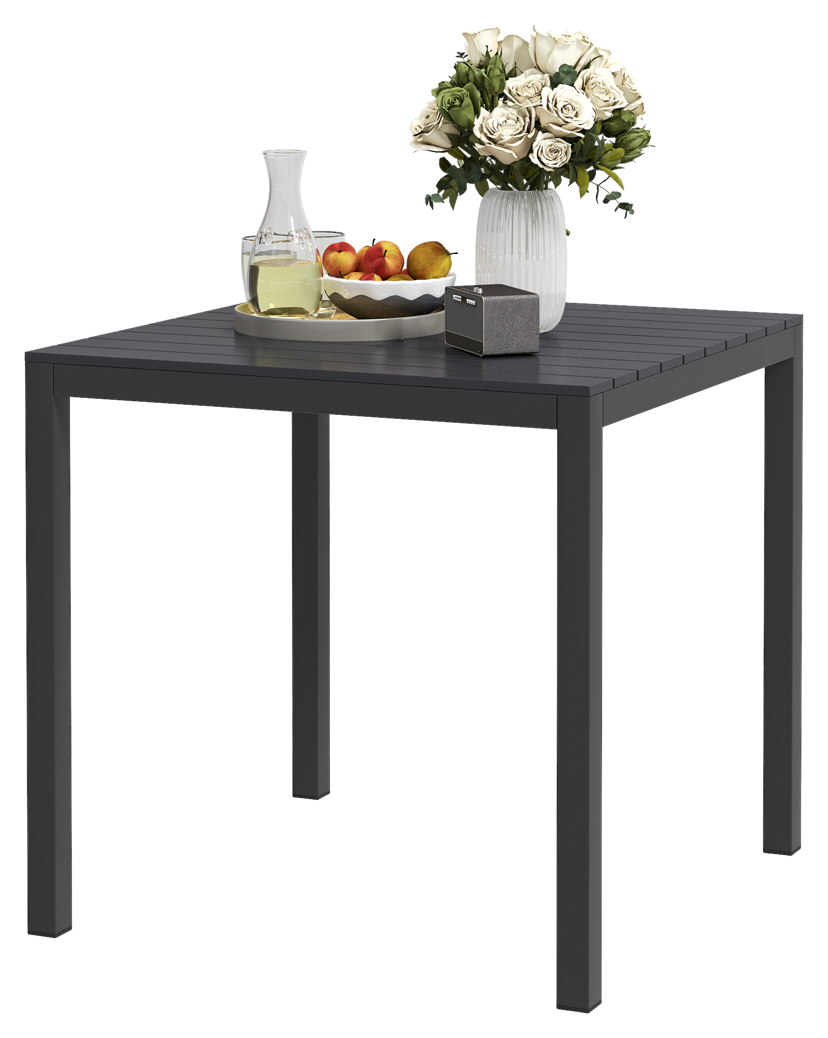 Outsunny Gartentisch schwarz Kunststoff B/H/L: ca. 73x72x73 cm