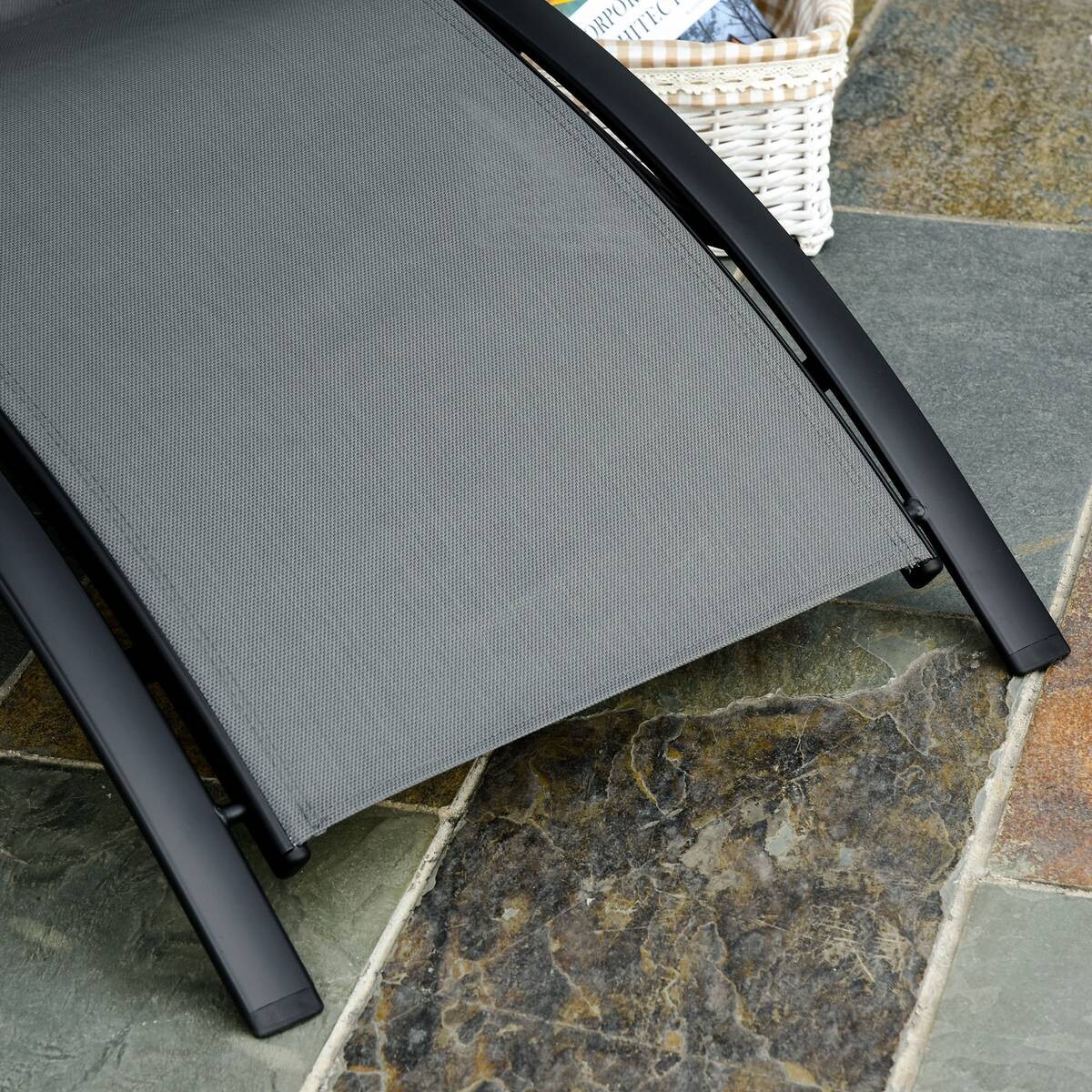 Outsunny Gartenliege grau Aluminium B/H/L: ca. 64x82x171 cm