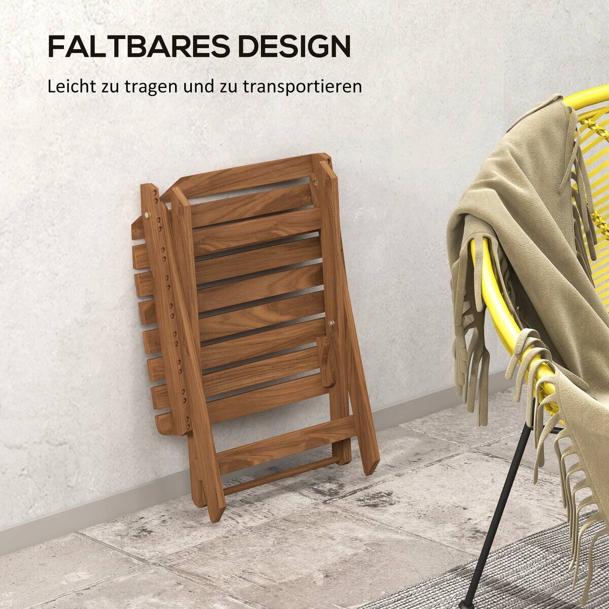 Outsunny Garten-Beistelltisch 2er-Set teak Akazie B/H/L: ca. 45x45x45 cm