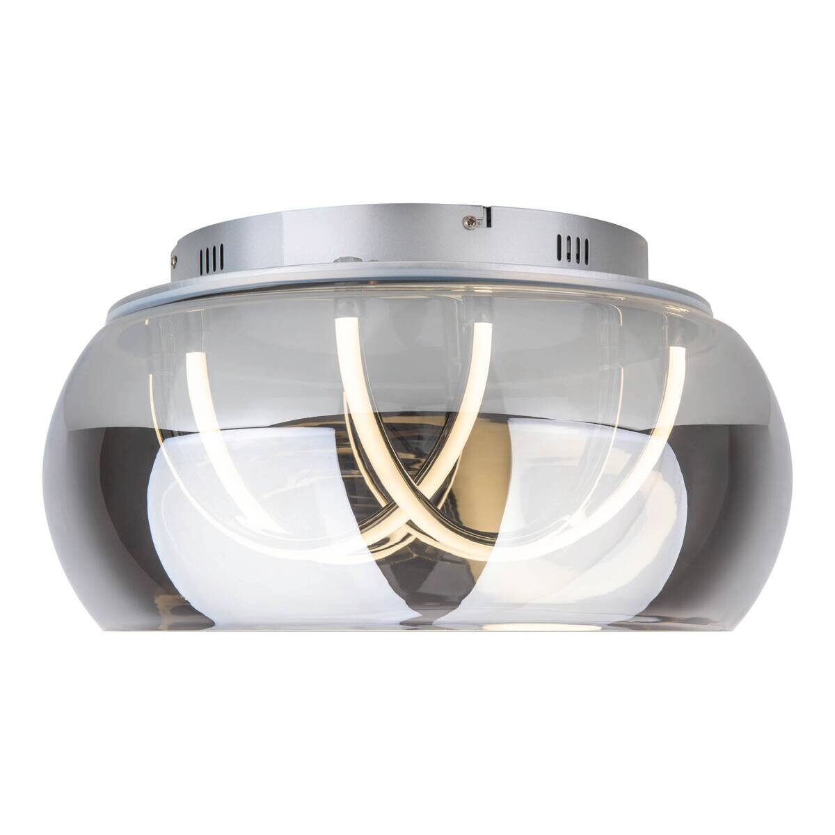 Näve Leuchten LED-Deckenleuchte Chrom Metall Glas B/H/T/D: ca. 45x23,5x45x45 cm