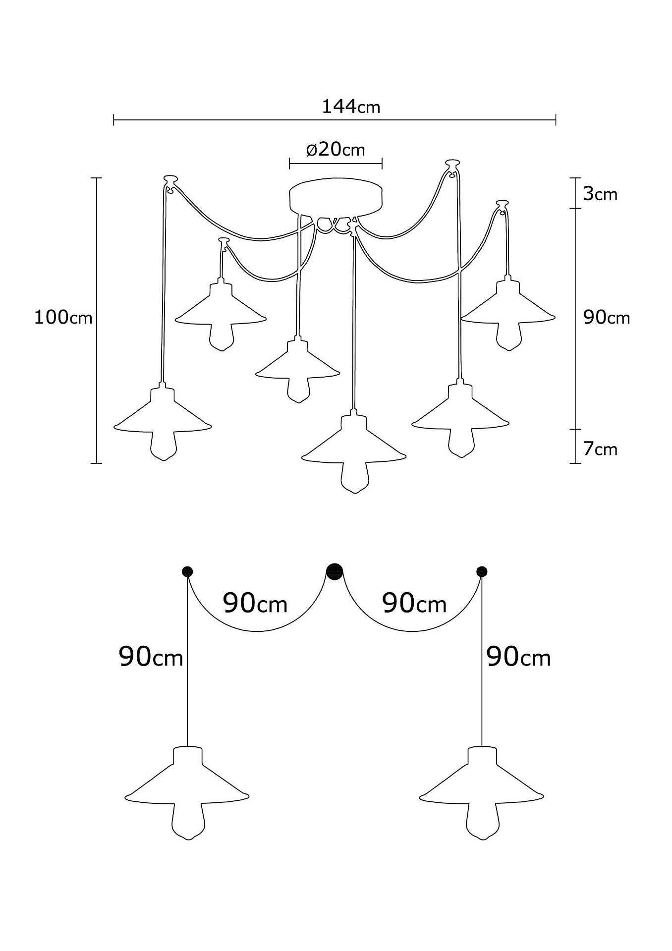 Opviq Pendelleuchte Manavgat mehrfarbig B/H/T/L/D: ca. 144x100x144x144x144 cm E27 6 Brennstellen