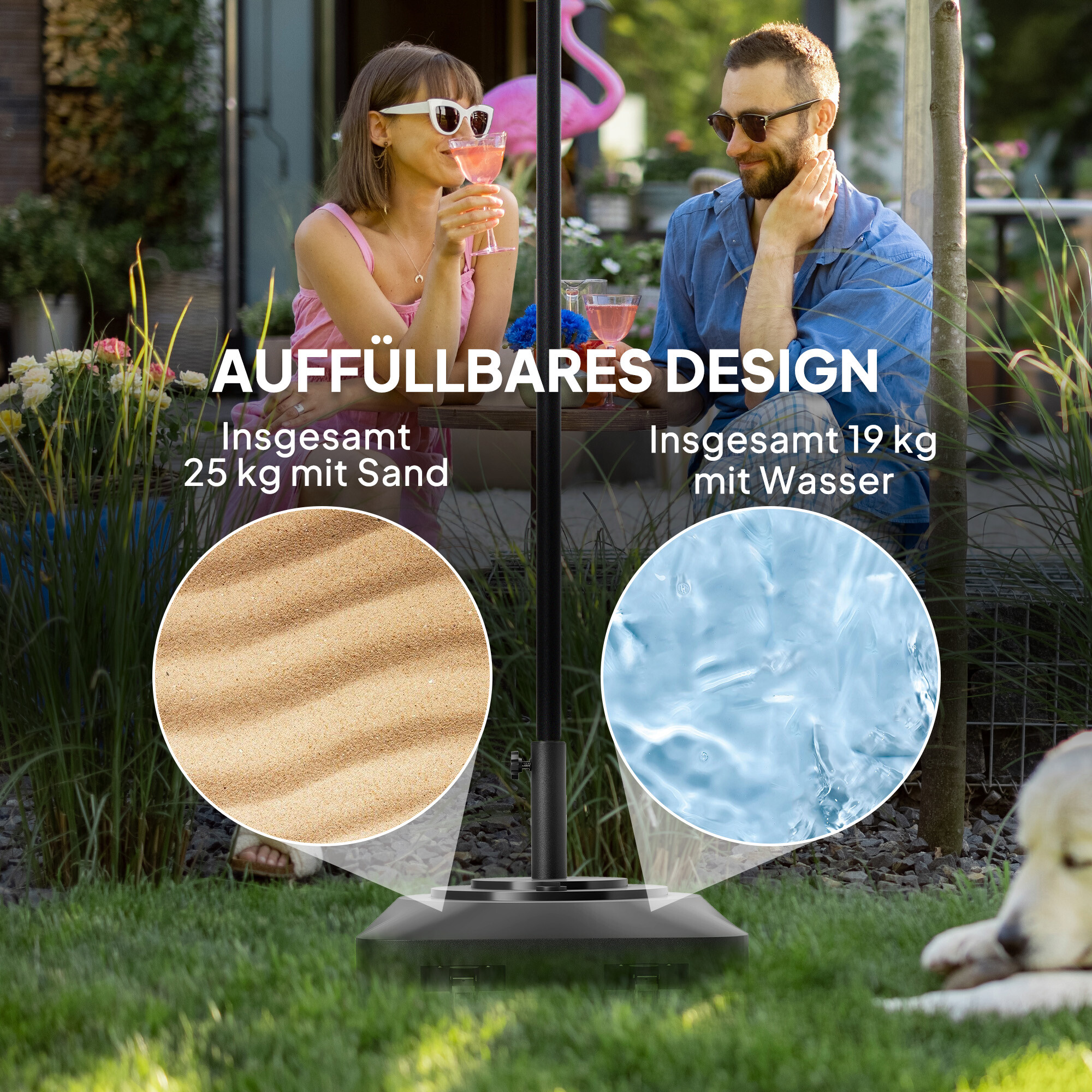 Outsunny Schirmständer schwarz Kunststoff B/H/L: ca. 48x32,5x48 cm