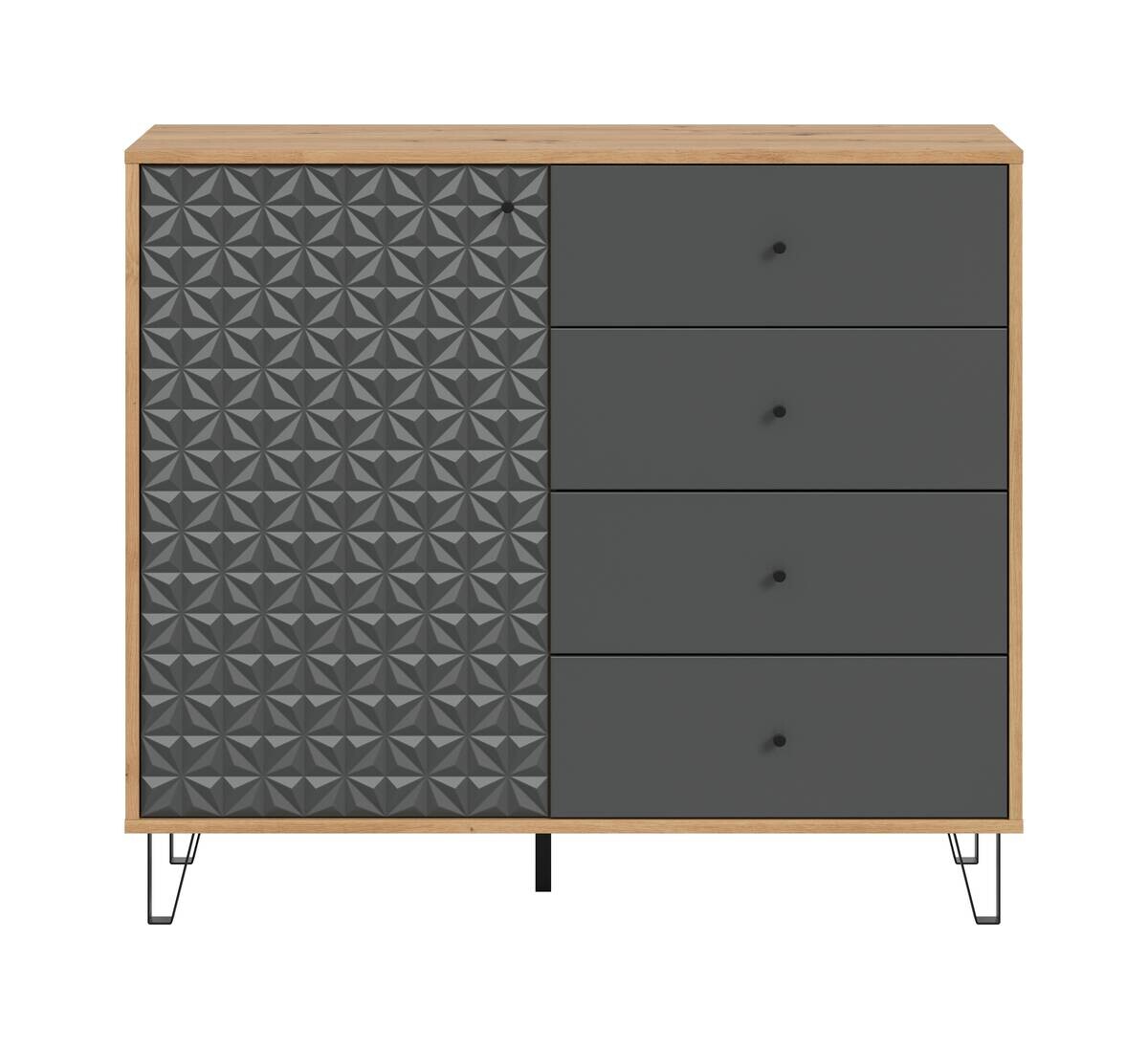 Highboard PRISMA Artisan Oak Nachbildung anthrazit matt B/H/T: ca. 110x96x40 cm