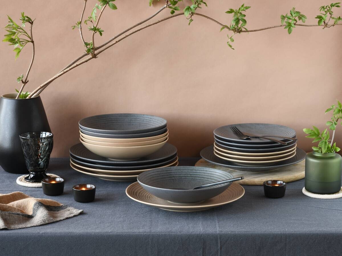 CreaTable Teller-Set Catania sand Steinzeug