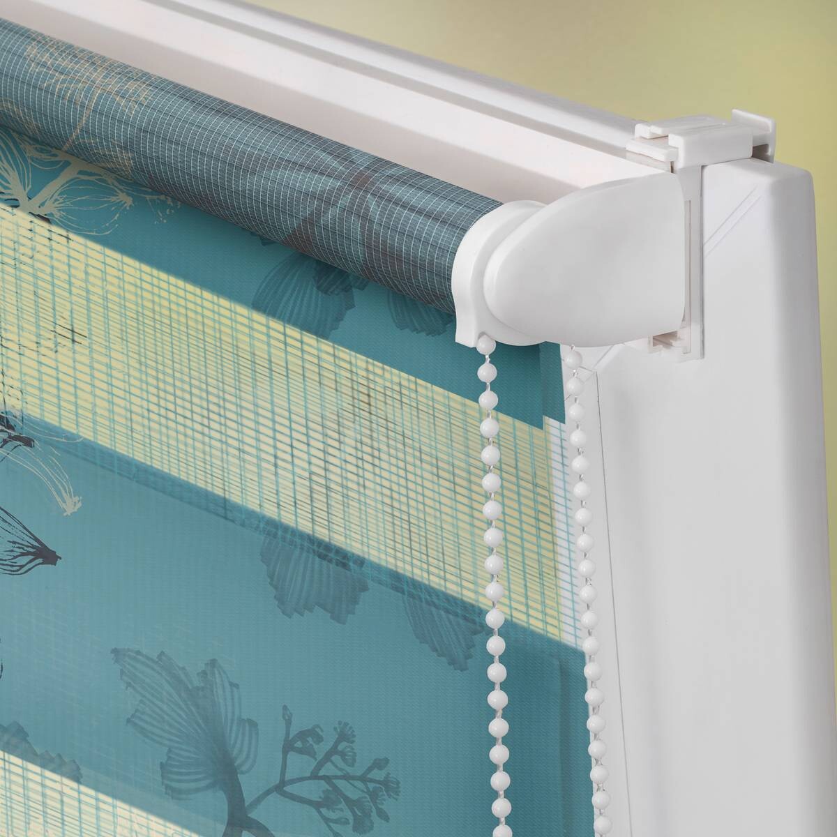 LICHTBLICK Doppelrollo Duo Aqua Floral blau B/L: ca. 100x150 cm