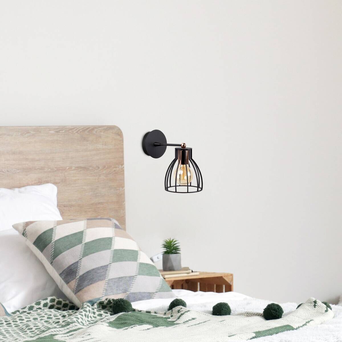 Opviq Wandleuchte Kemah schwarz bronze Metall B/H/T/L/D: ca. 15x24x15x15x15 cm E27 1 Brennstellen