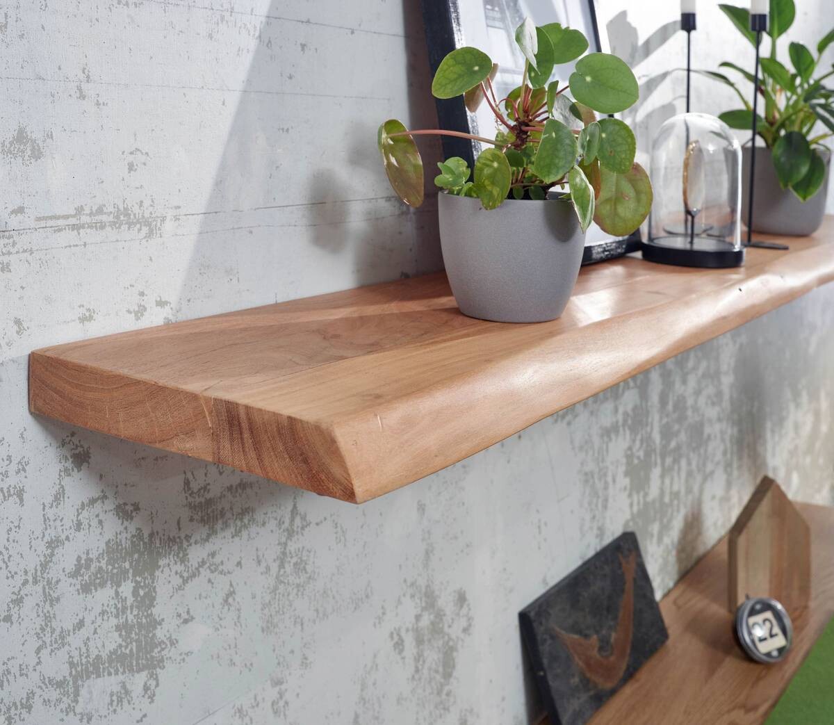 Wandregal braun Holz B/H/T: ca. 160x4x26 cm