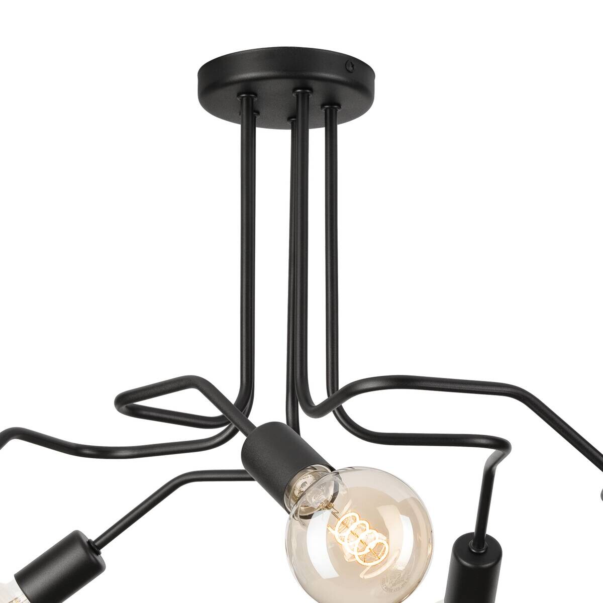 Lamkur Deckenleuchte Domino schwarz Stahl H/L: ca. 40x59 cm E27 5 Brennstellen