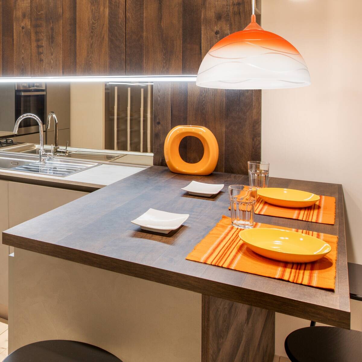 Lamkur Hängeleuchte orange Glas B/H/L: ca. 31x17x31 cm E27 1 Brennstellen