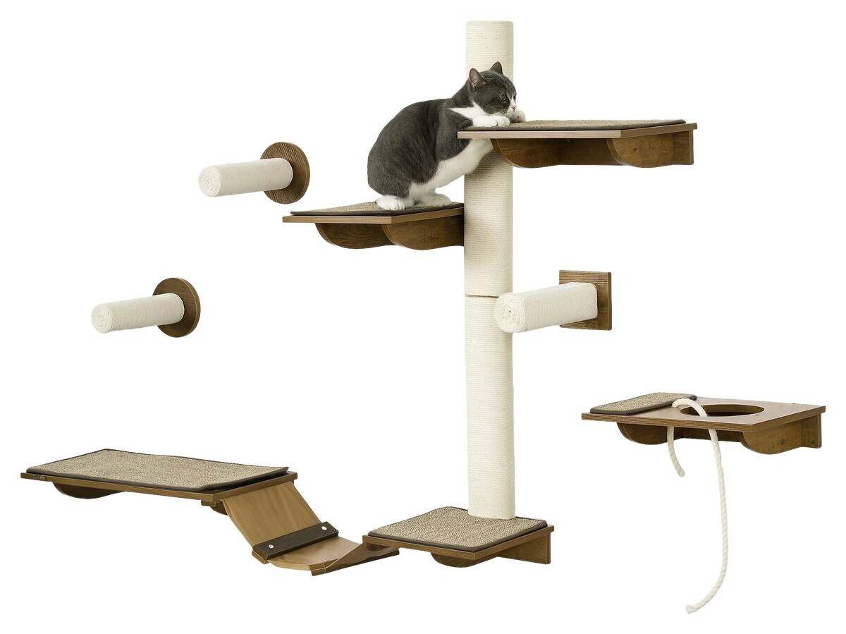 PawHut Katzenregal-Set braun Sisal B/H/L: ca. 29x8,5x136 cm