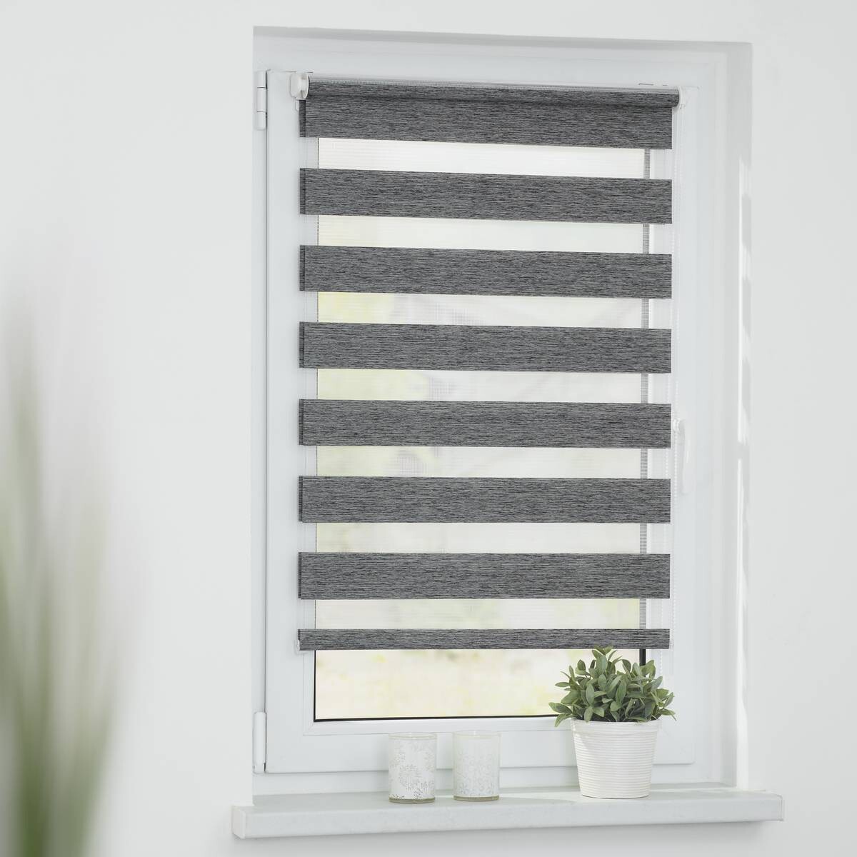 LICHTBLICK Doppelrollo Duo Go Green dunkelgrau B/L: ca. 120x150 cm