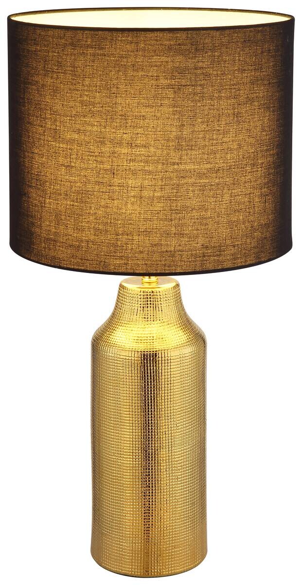 GLOBO Tischleuchte ELDEN 21736G schwarz gold Keramik H/D: ca. 61x30,5 cm E27 1 Brennstellen