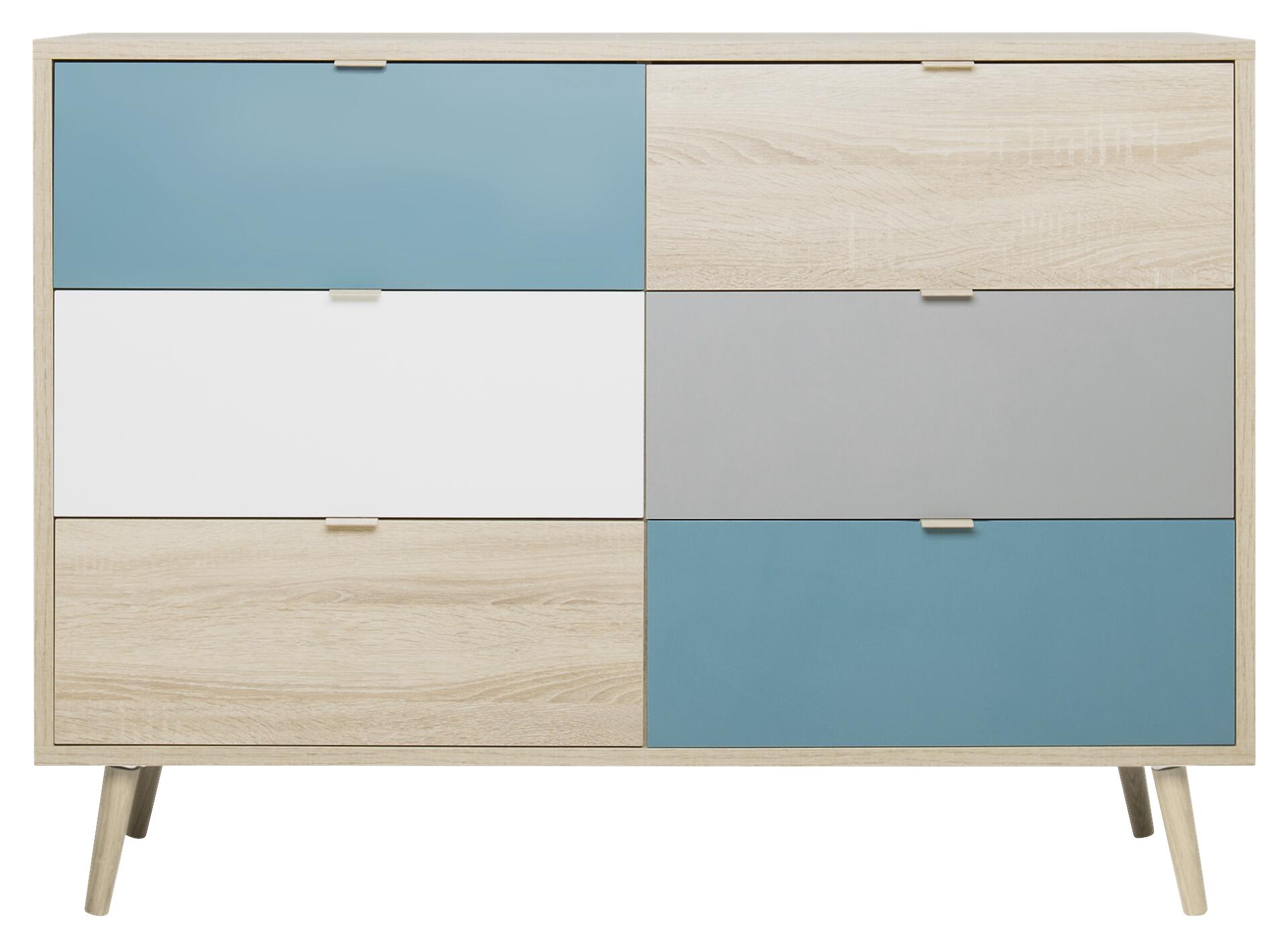 Kommode Cuba Eiche Sonoma Nachbildung weiß grau petrol B/H/T: ca. 120x87x40 cm