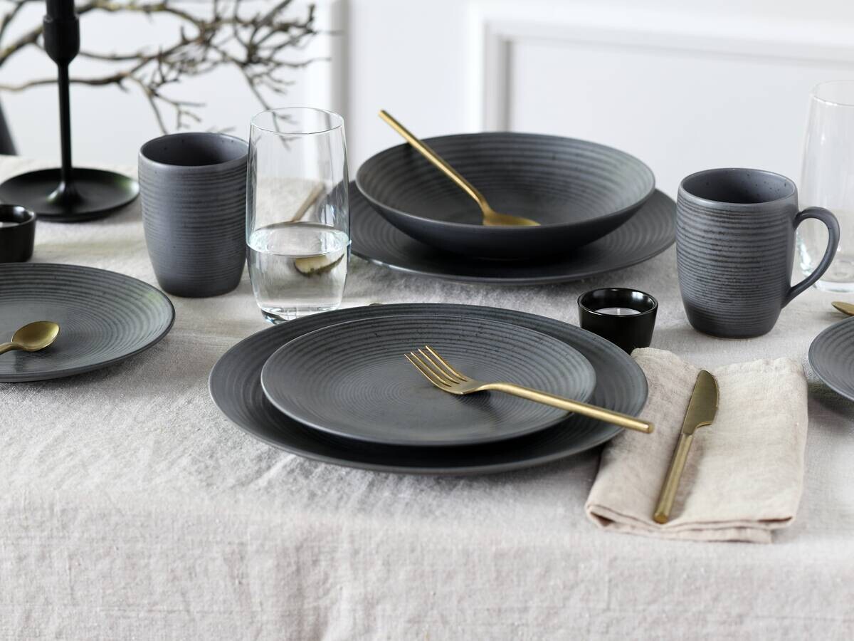 CreaTable Tafelservice Catania anthrazit Steinzeug 12 tlg.