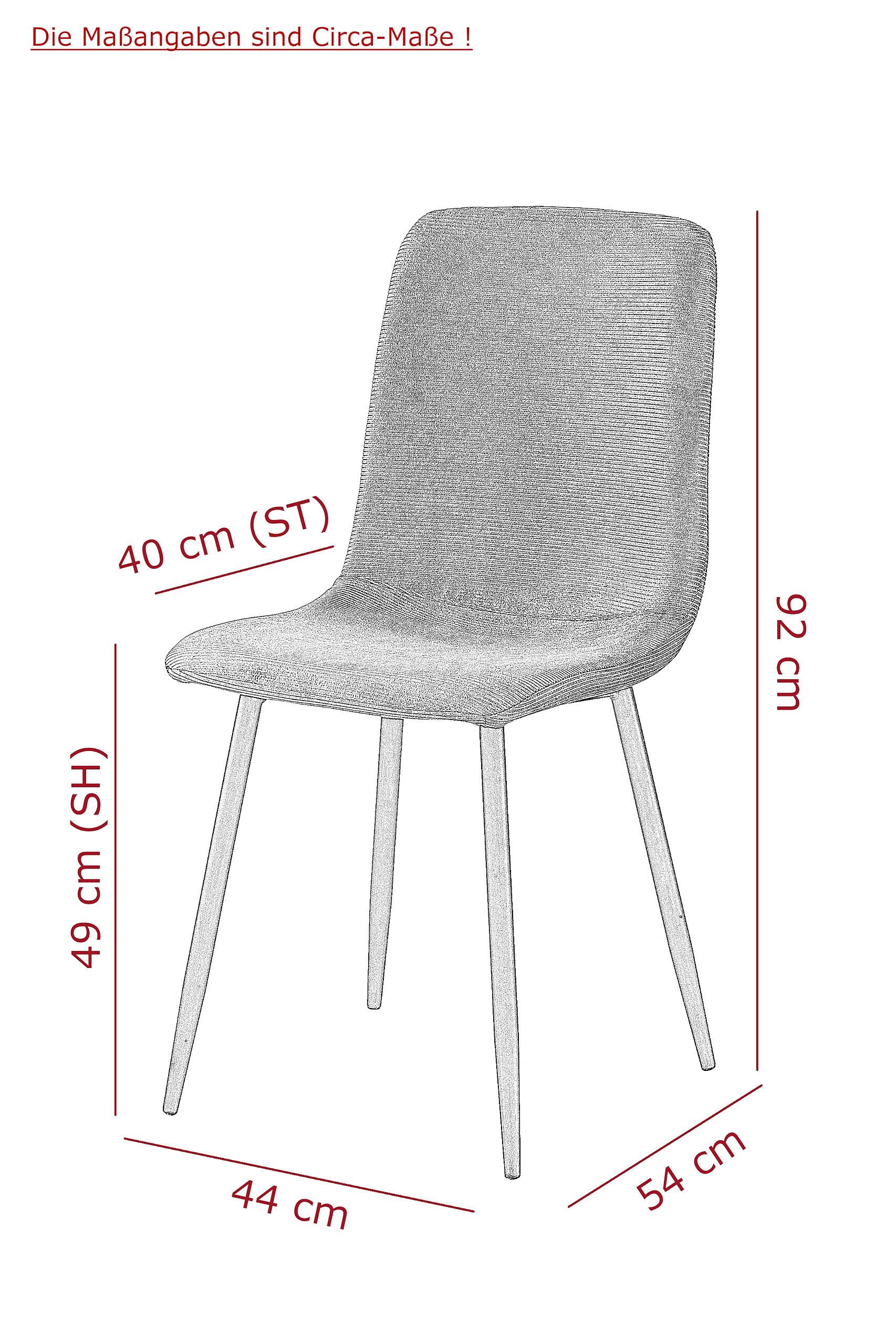 Stuhl Leipzig, 4er-Set altrosa Microfaser B/H/T: ca. 44x92x54 cm