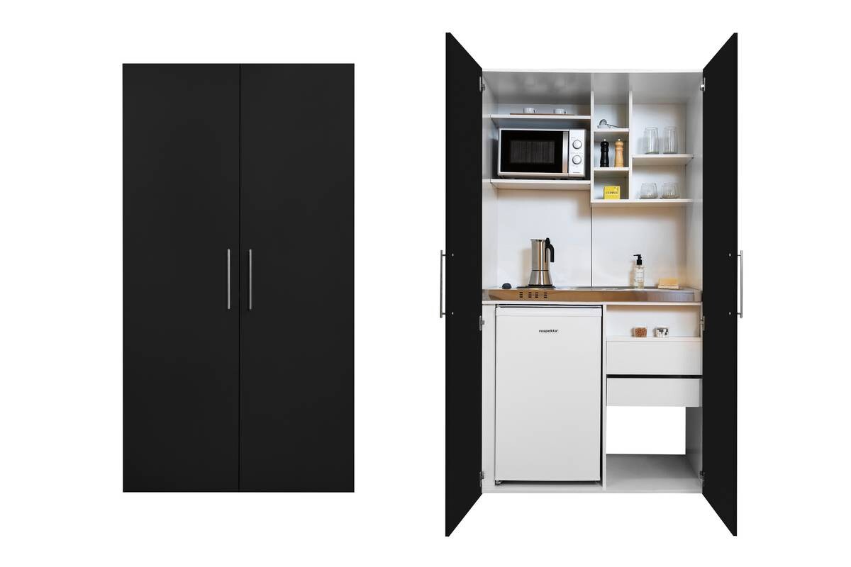 Respekta Schrankküche Economy schwarz matt B/H/T: ca. 104x193x67 cm