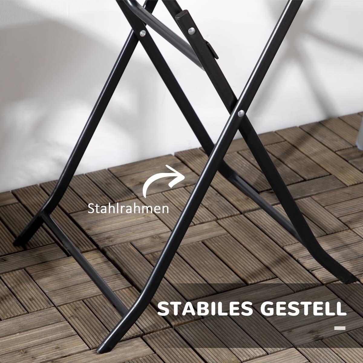 Outsunny Gartentisch dunkelgrau Stahl B/H/L: ca. 60x73x60 cm