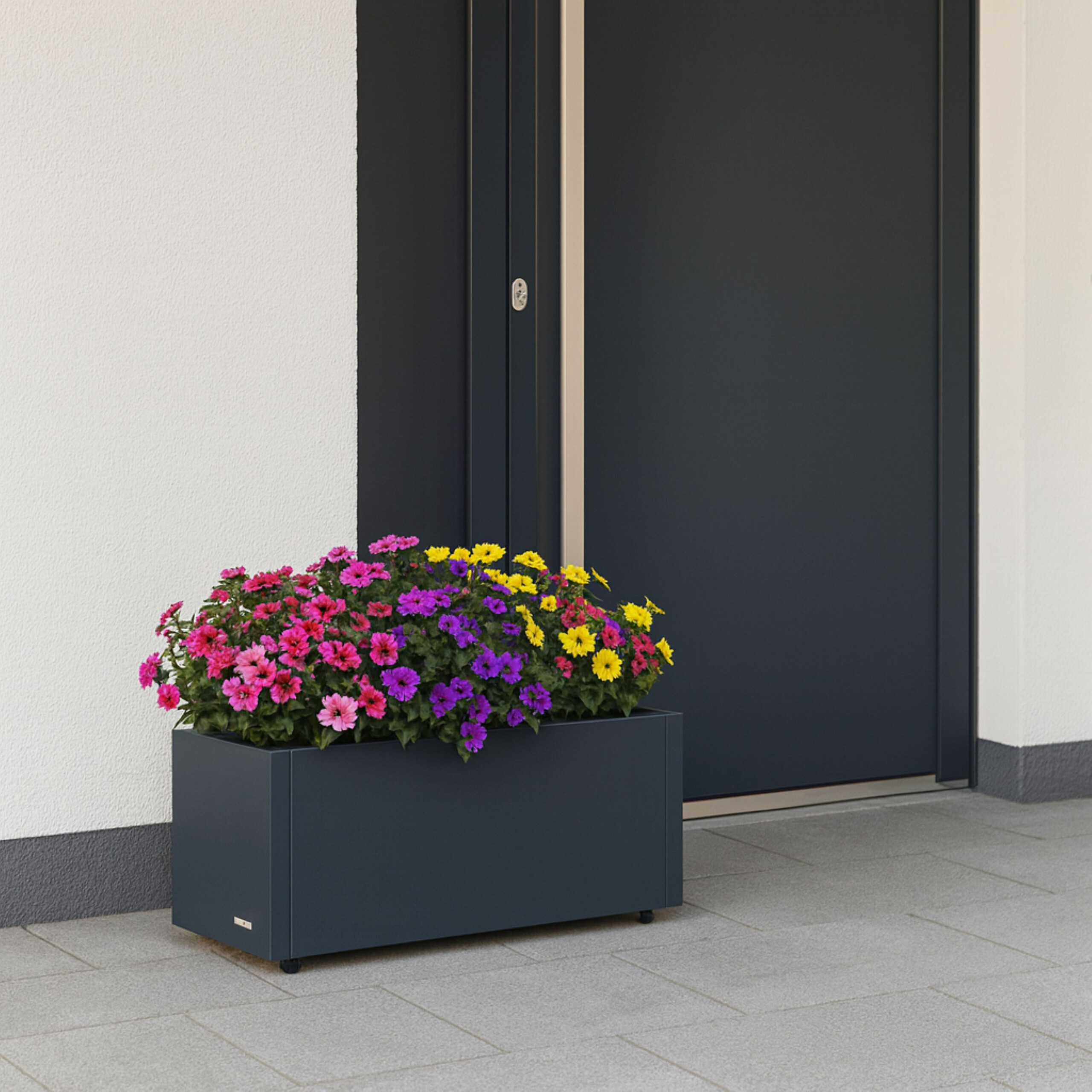 Herstera Garden Pflanzkübel Cube anthrazit Metall B/H/L: ca. 80x25x25 cm