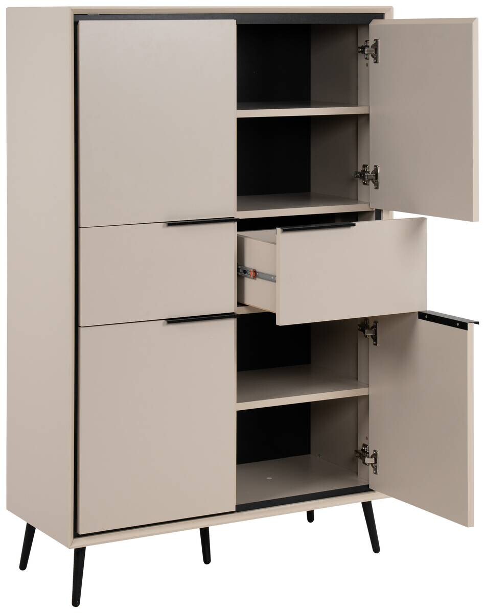 Highboard Arona sand schwarz B/H/T: ca. 90x140x38 cm