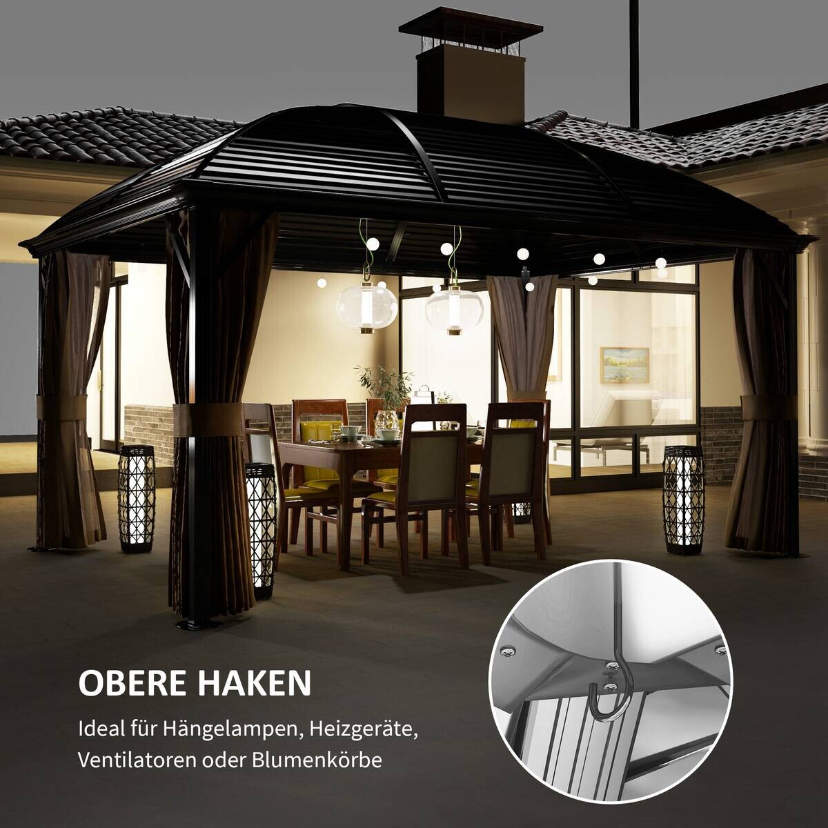 Outsunny Pavillon braun Aluminium B/H/L: ca. 298x280x398 cm