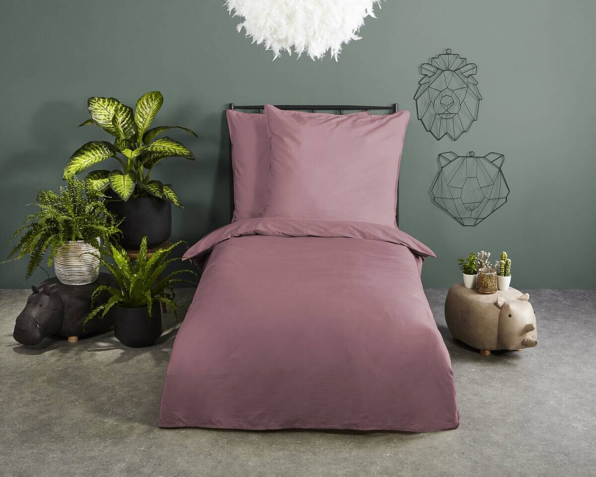 Baumwoll Bettwäsche Satin puderrosa Baumwolle B/L: ca. 135x200 cm