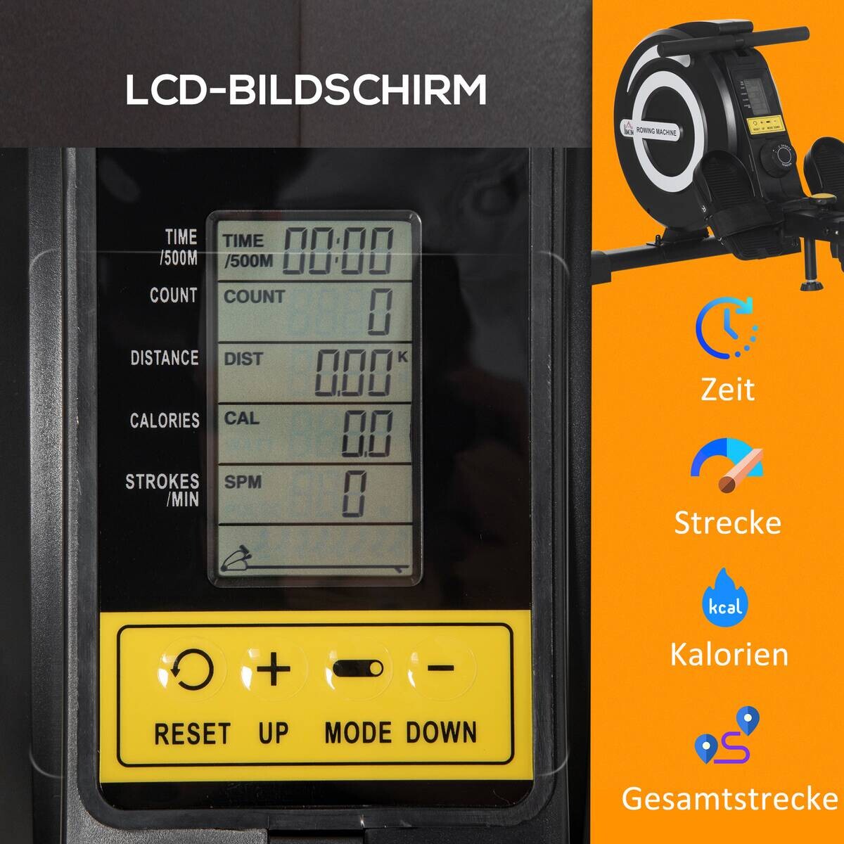 HOMCOM Rudergerät schwarz Stahl B/H/L: ca. 58x57x185 cm