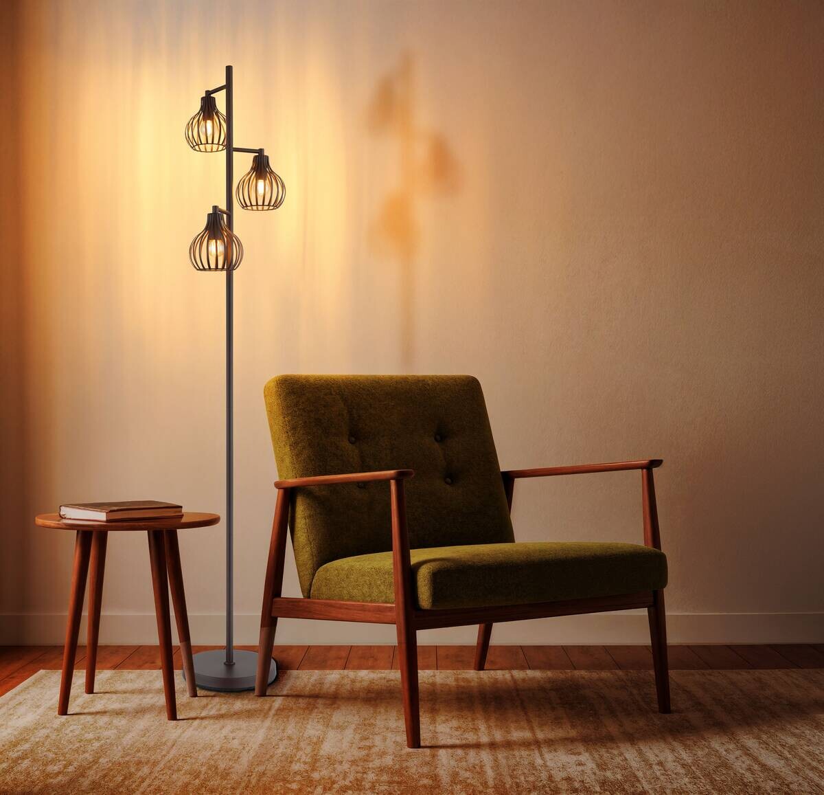 GLOBO Stehleuchte rostfarbig Metall H/D: ca. 161x31 cm E14 3 Brennstellen