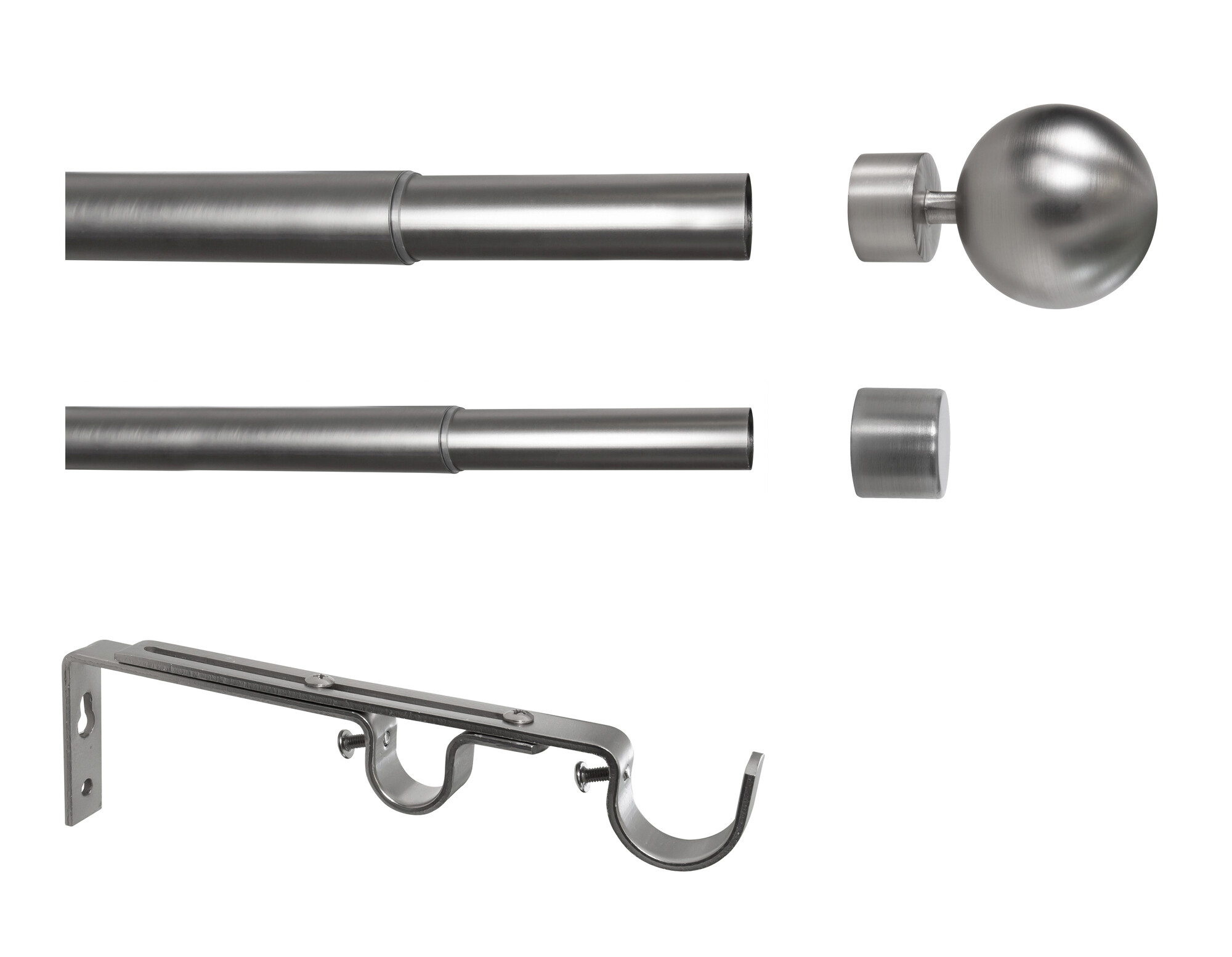 Gardinenstange Edelstahloptik Metall ausziehbar von ca. 190 bis 360 cm 2.0 Läufe