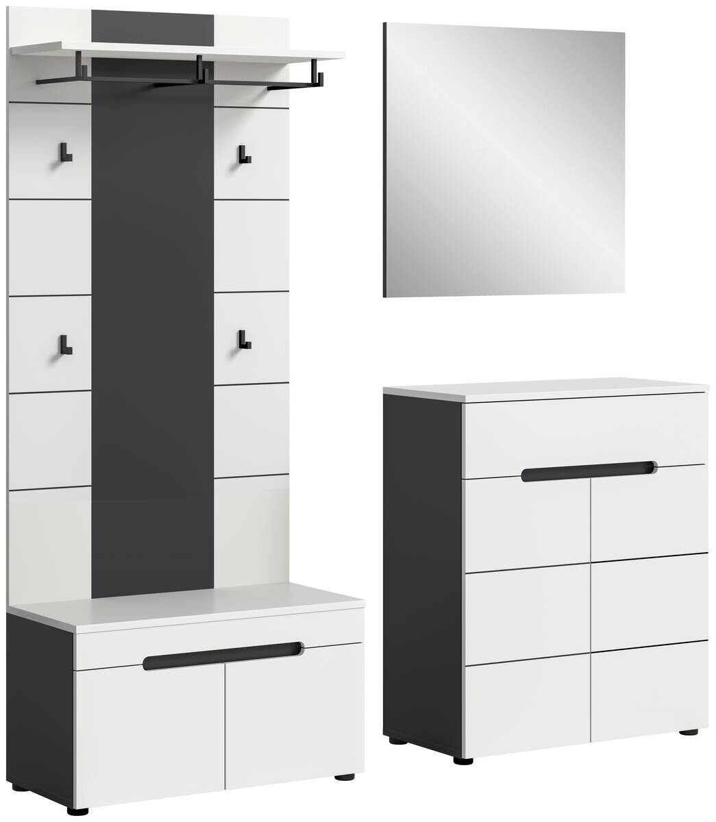 Garderobe Canu basaltgrau Nachbildung weiß B/H/T: ca. 175x190x37 cm