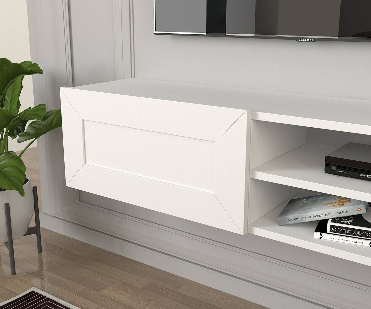 TV-Lowboard Piuma weiß B/H/T: ca. 180x29,1x29,6 cm