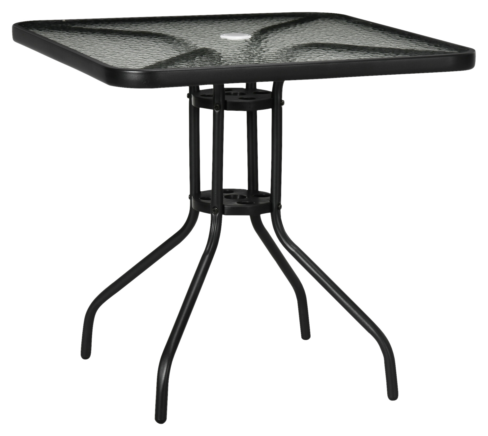 Outsunny Gartentisch schwarz Glas B/H/L: ca. 76x72x76 cm