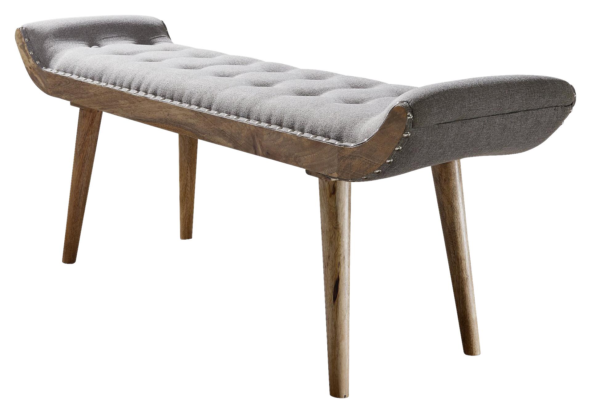 Wohnling Sitzbank grau natur Stoff Echtholz B/H/T: ca. 125x51x38 cm