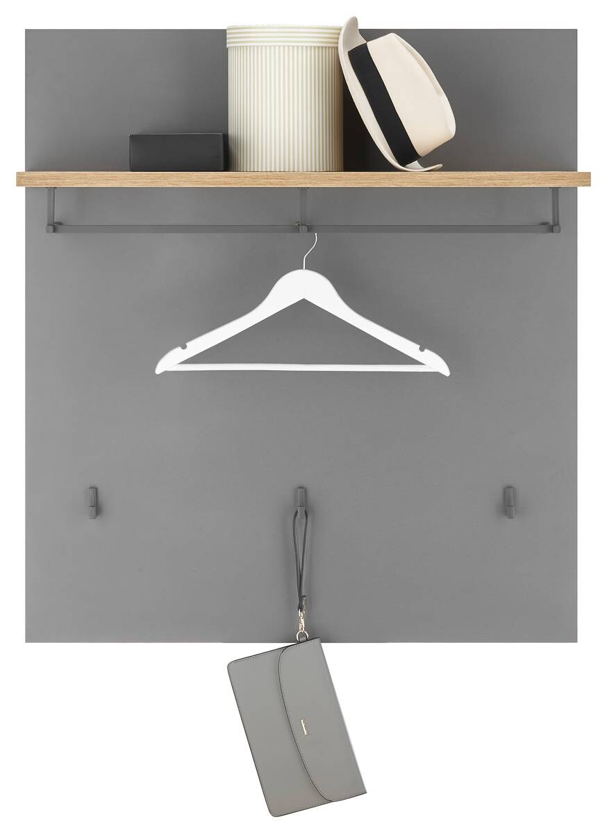 Garderobenpaneel Milan grau Eiche Artisan Nachbildung B/H/T: ca. 858x95x27 cm