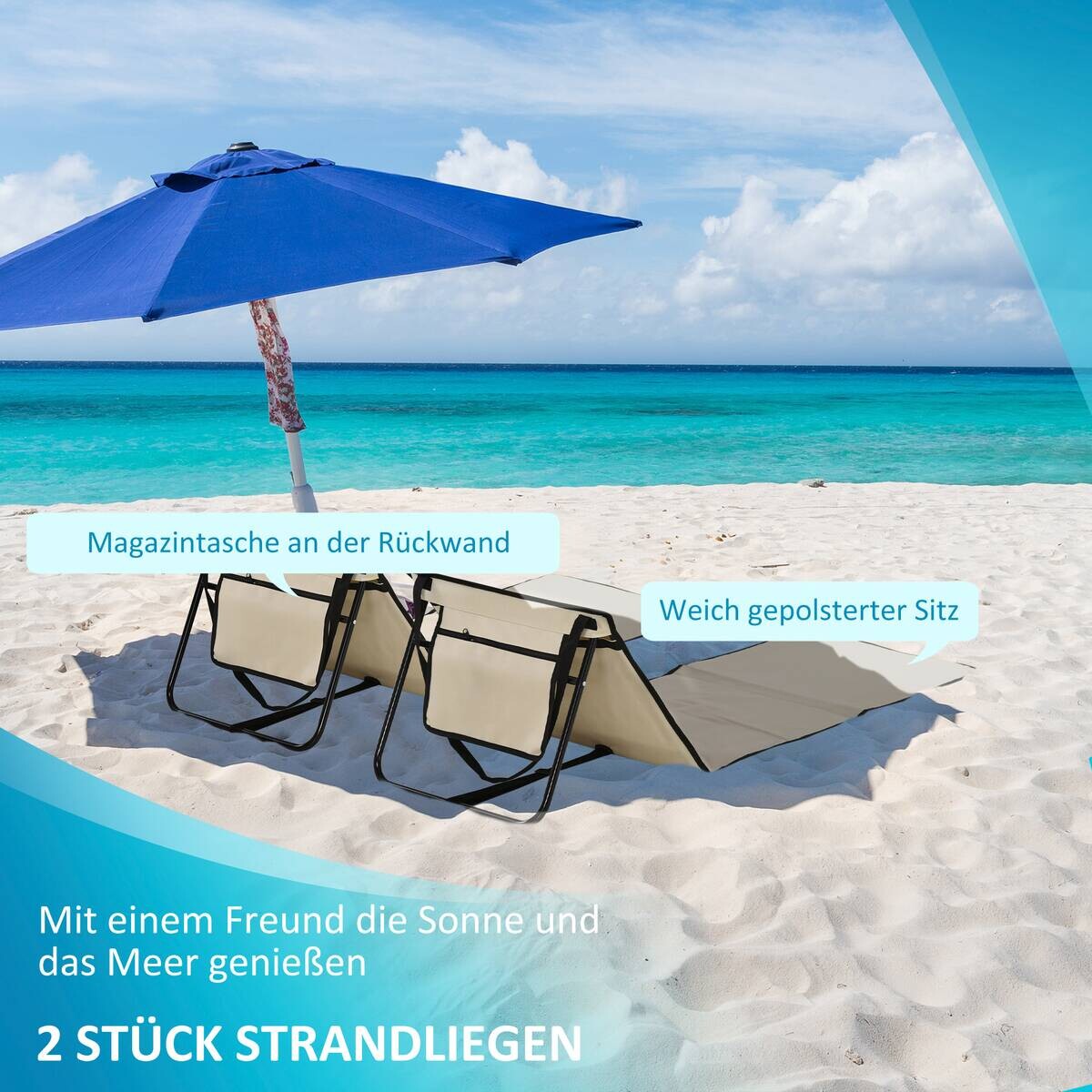 Outsunny Sonnenliege beige Polyester B/H/L: ca. 51x142x40 cm