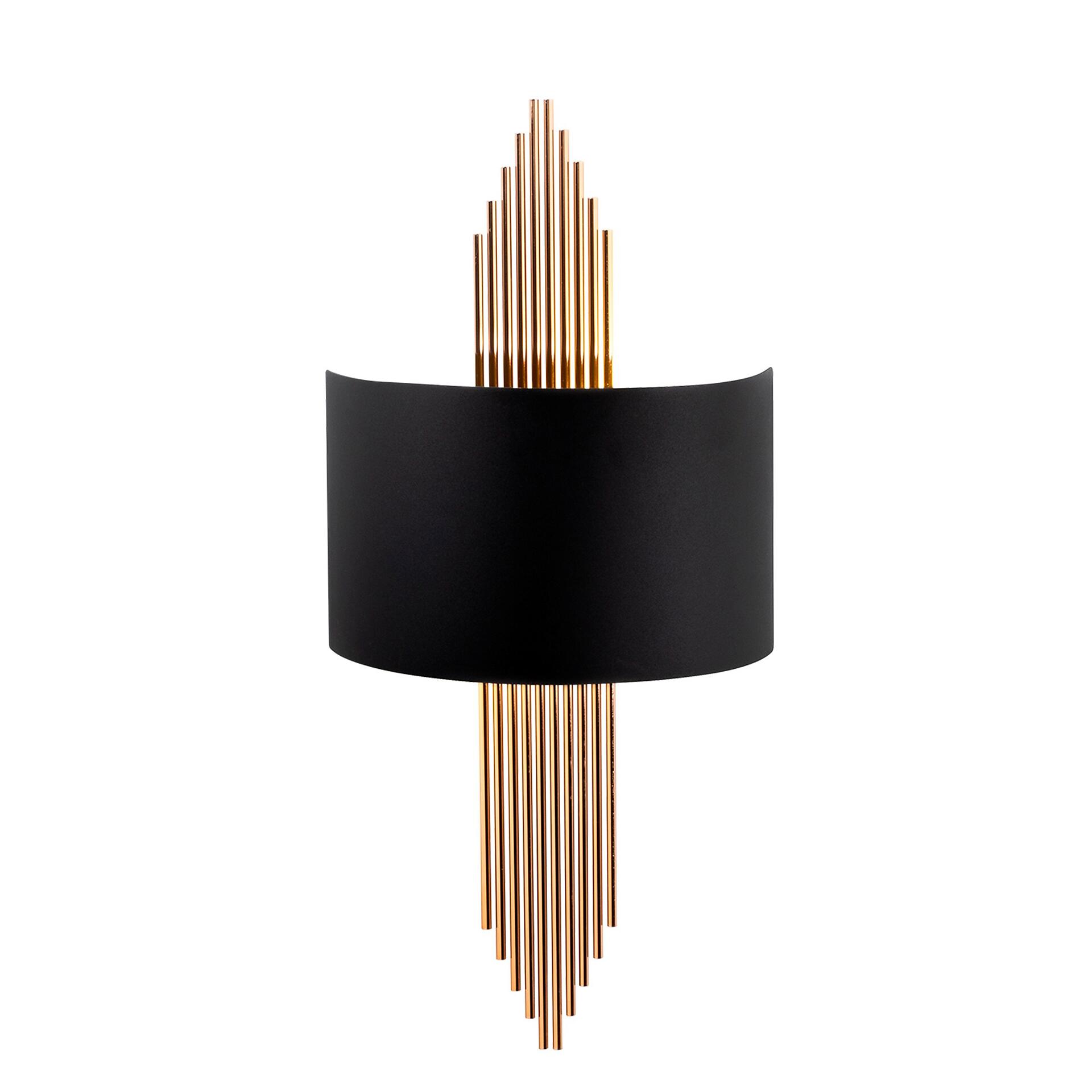 Opviq Wandleuchte schwarz Kupfer Metall B/H/L: ca. 10x22x75 cm E27 1 Brennstellen