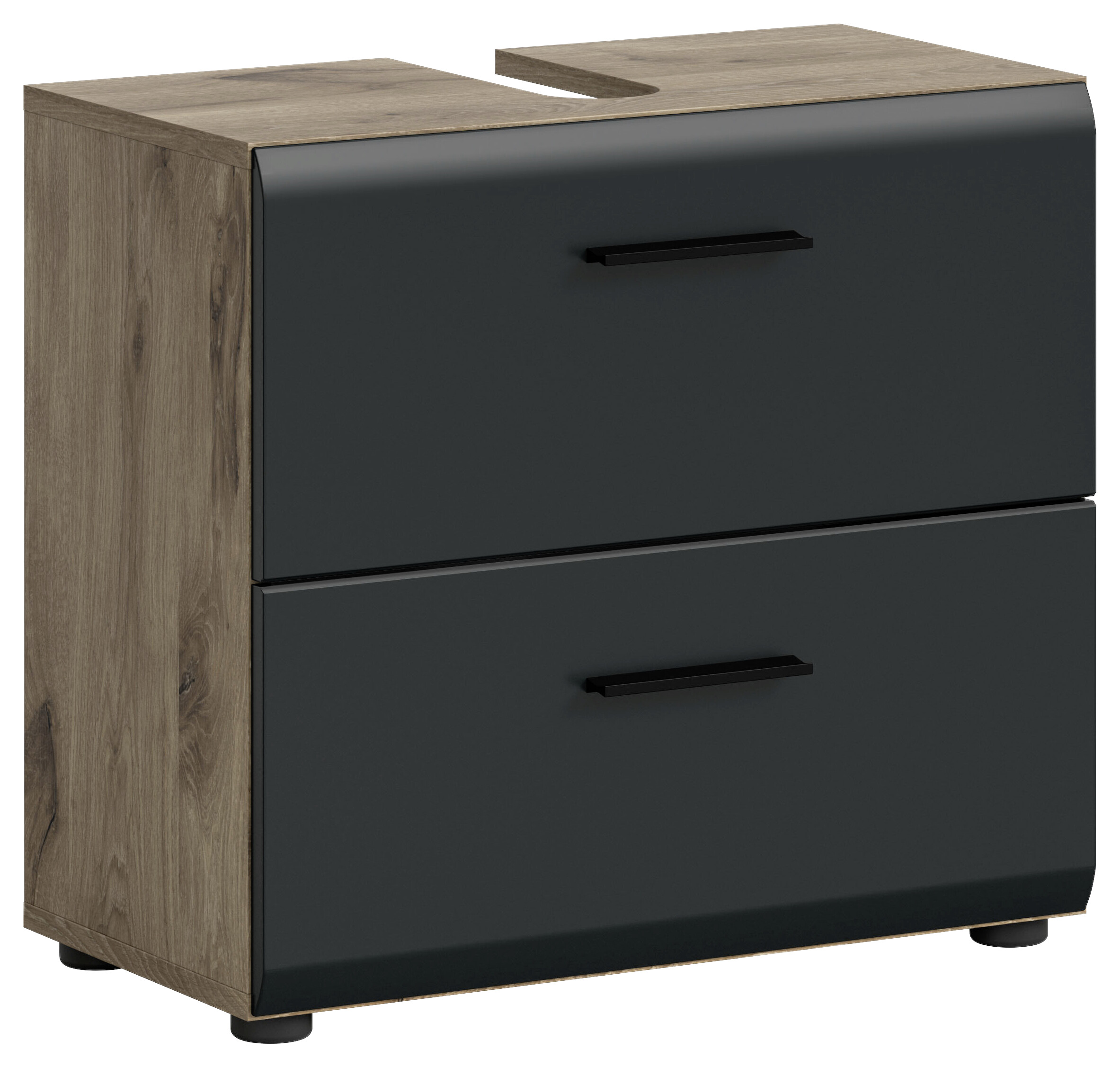 Waschbeckenunterschrank Ice Nox Oak Nachbildung schwarz matt B/H/T: ca. 60x54x60 cm Waschbeckenunterschrank Ice Nox Oak Nachbildung schwarz matt B/H/T: ca. 60x54x60 cm