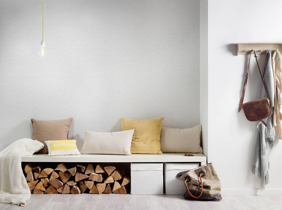 Vinyltapete Struktur weiß B/L: ca. 53x1005 cm