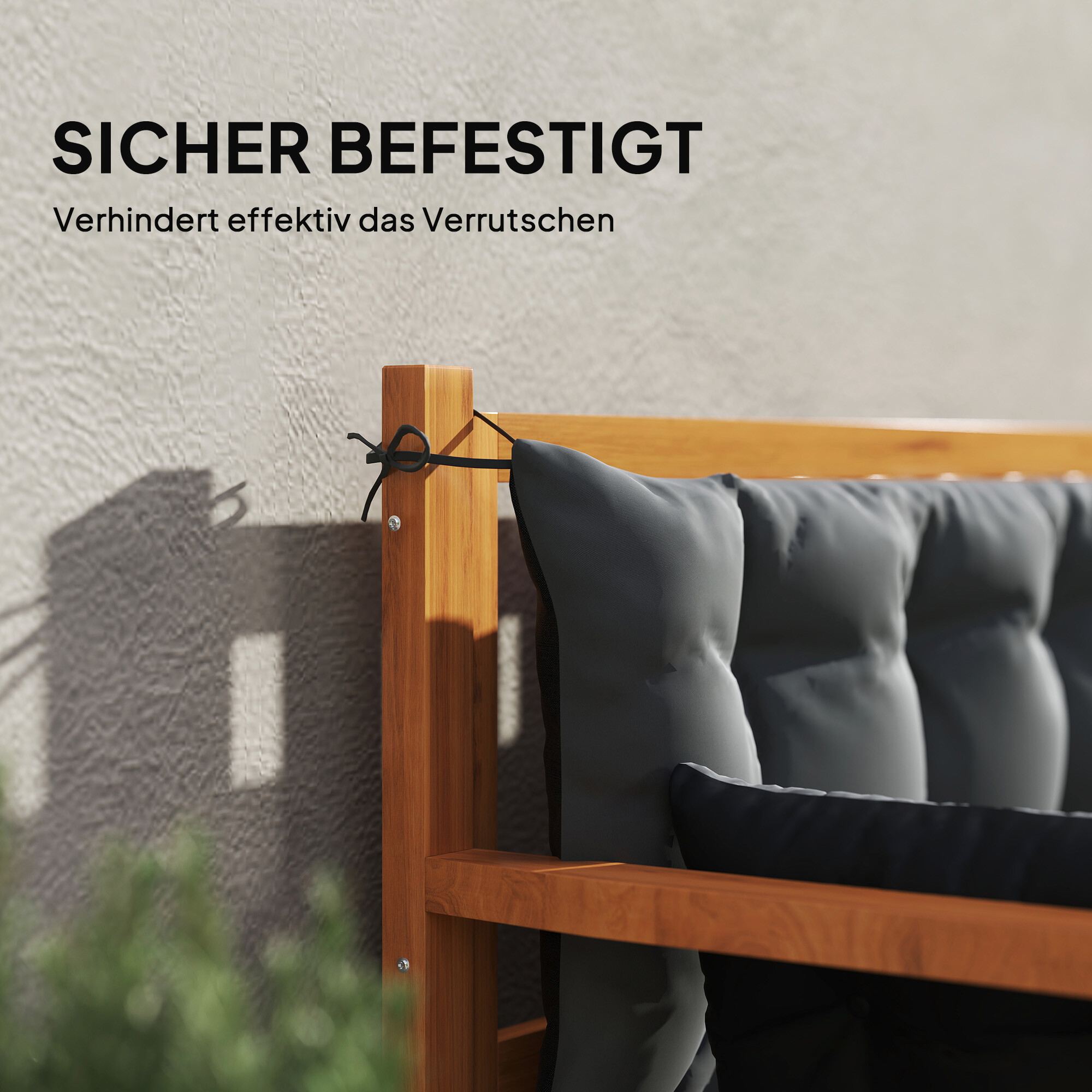 Outsunny Sitzkissen-Set schwarz Polyester B/H/L: ca. 110x8x180 cm