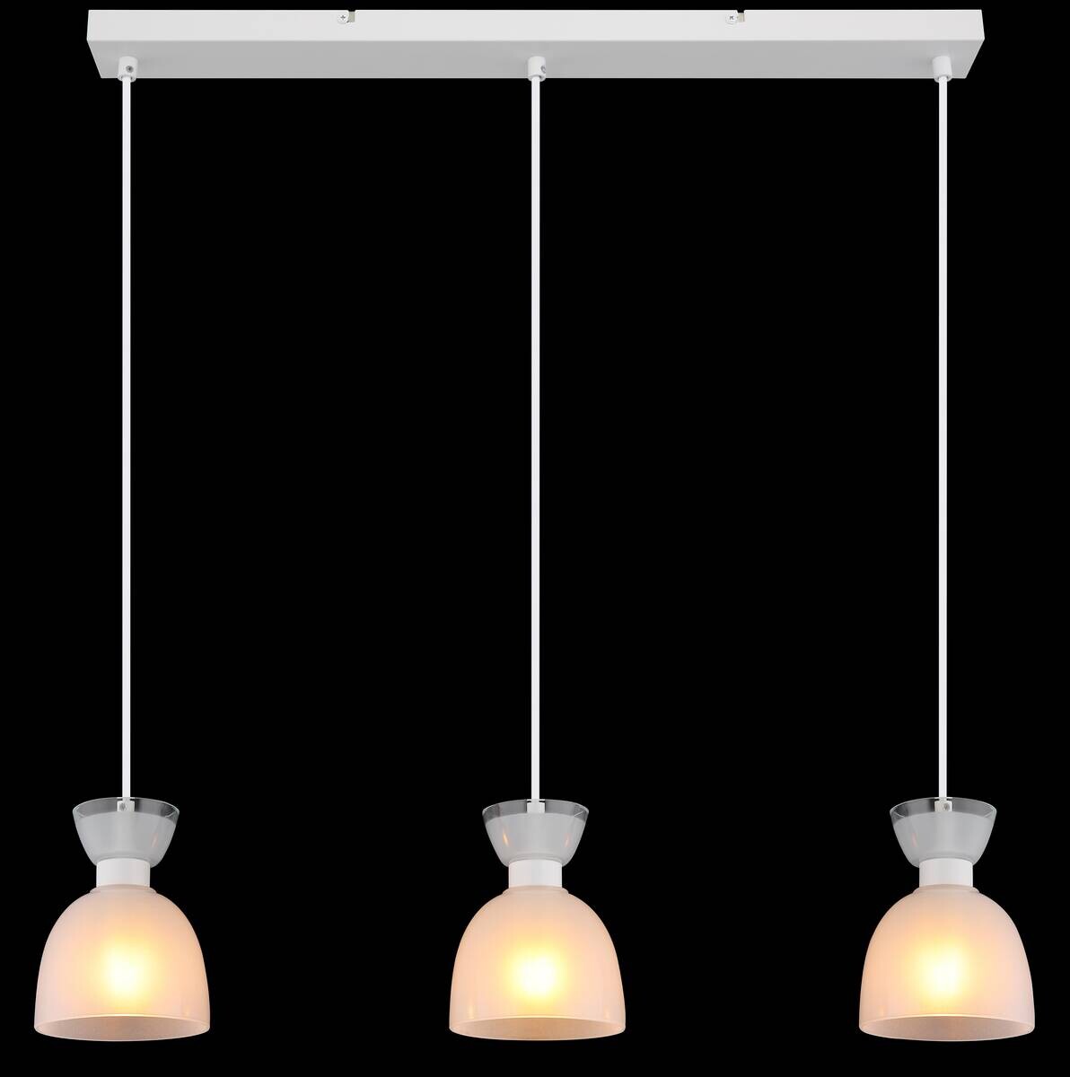 GLOBO Pendelleuchte Opal weiß Metall Glas B/H: ca. 65x120 cm E14 3 Brennstellen