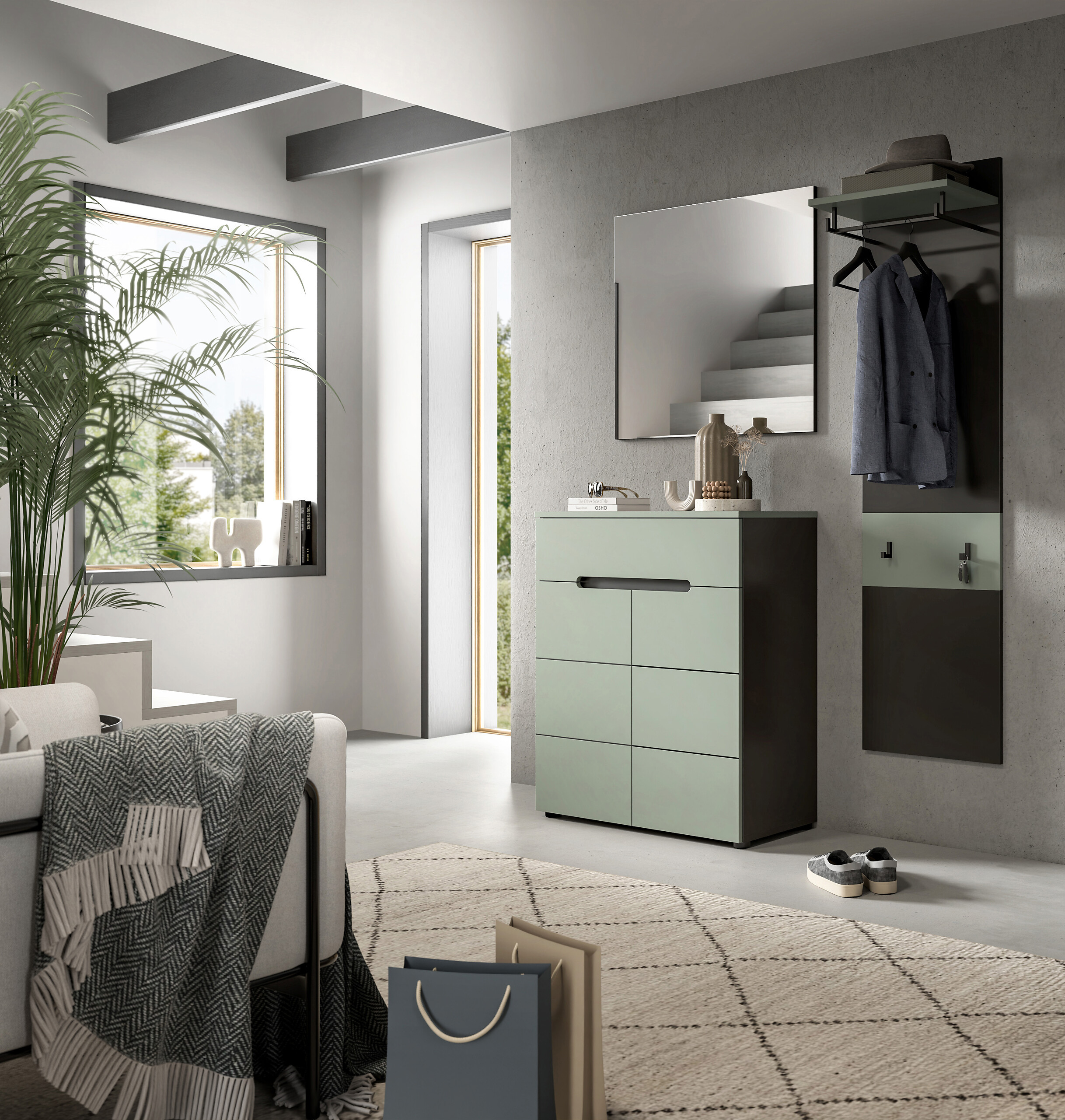 Paneel Canu grün basaltgrau Nachbildung B/H/T: ca. 165x45x29 cm