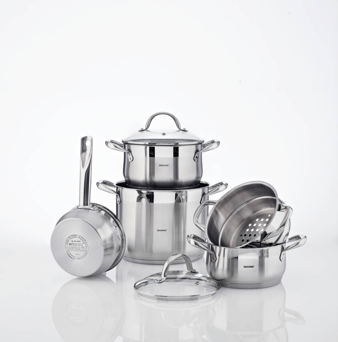 BERGNER Kochtopf GOURMET silber Edelstahl B/H/L: ca. 29,6x15,5x39 cm